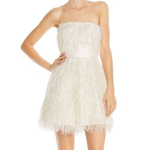 Jay Godfrey Remi strapless metallic faux feather mini dress